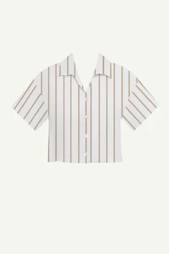 Vitamin A Hana Cropped Shirt Boardwalk Stripe EcoLinen