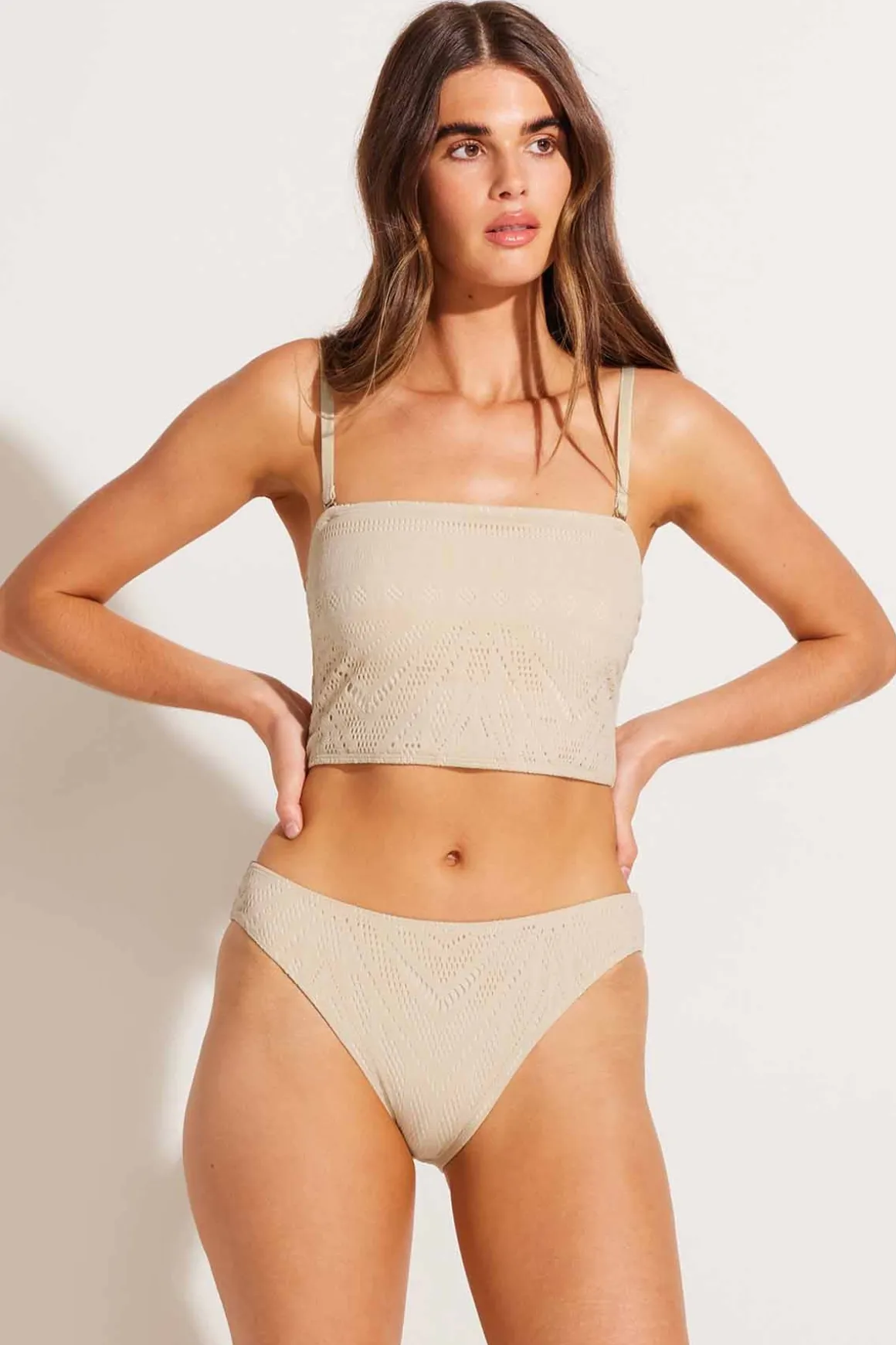 Vitamin A Harper Bandeau Natural Calico Crochet