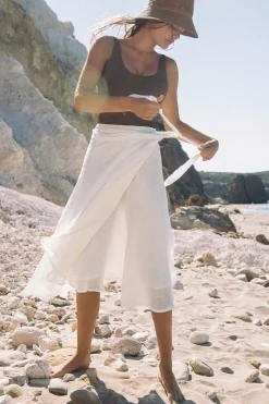 Vitamin A Lana Linen Wrap Skirt White EcoLinen