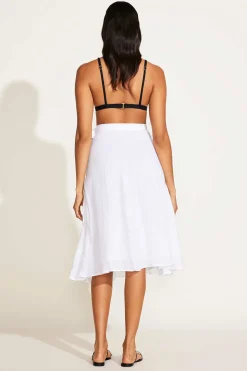 Vitamin A Lana Linen Wrap Skirt White EcoLinen