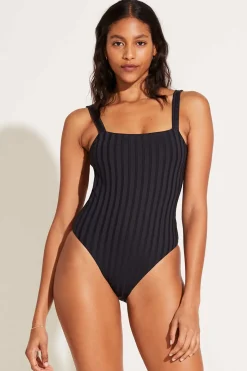 Vitamin A Leah Square Neck One Piece Black SuperRib