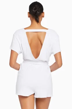 Vitamin A Logan Organic Rib Romper White Organic Rib