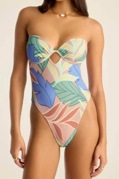 Vitamin A Mabel Underwire Bandeau One Piece Retro Jungle Crepe Texture