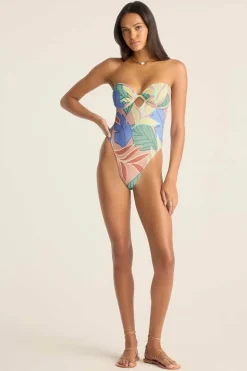 Vitamin A Mabel Underwire Bandeau One Piece Retro Jungle Crepe Texture