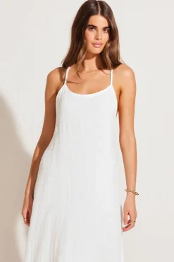 Vitamin A Mari Maxi Dress White Crinkle Linen