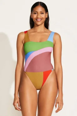 Vitamin A Mika One Piece Abstract Colorblock EcoRib BT
