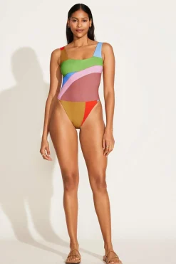 Vitamin A Mika One Piece Abstract Colorblock EcoRib BT