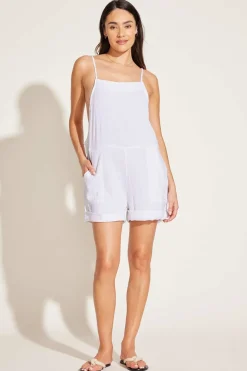Vitamin A Ophelia Overall White Crinkle Linen