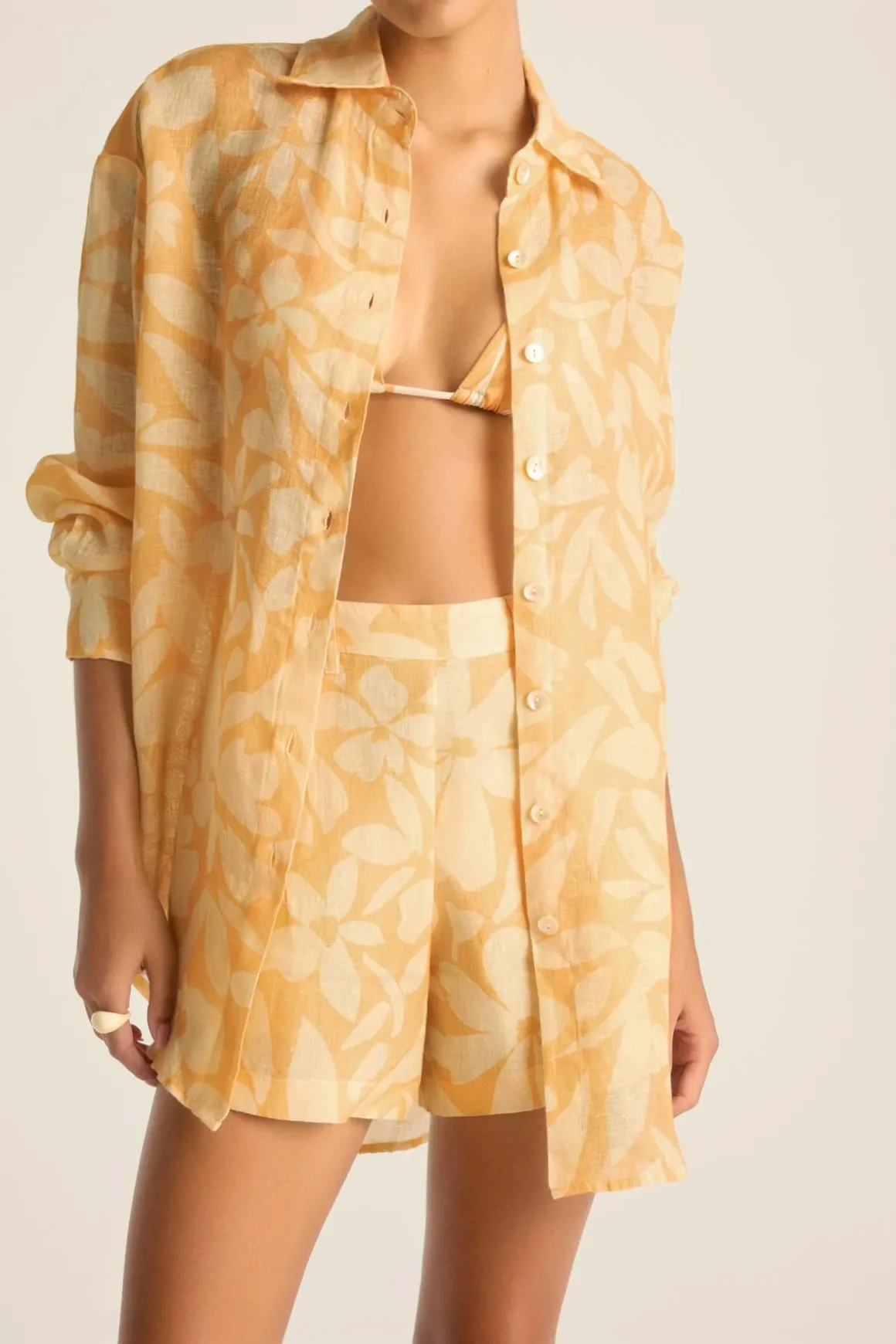 Vitamin A Playa Boyfriend Shirt Citrus Flower EcoLinen
