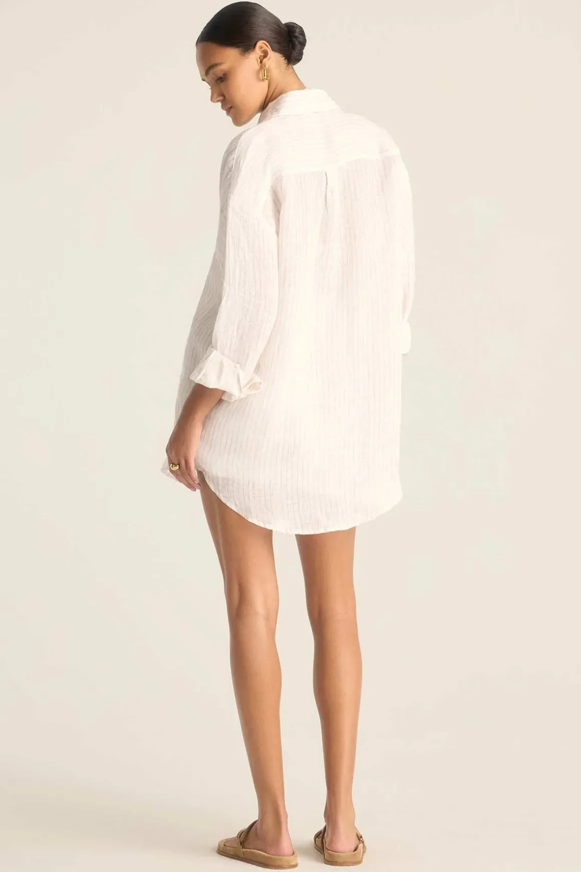 Vitamin A Playa Boyfriend Shirt Boardwalk Stripe EcoLinen