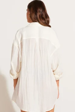Vitamin A Playa Linen Boyfriend Shirt Natural EcoLinen