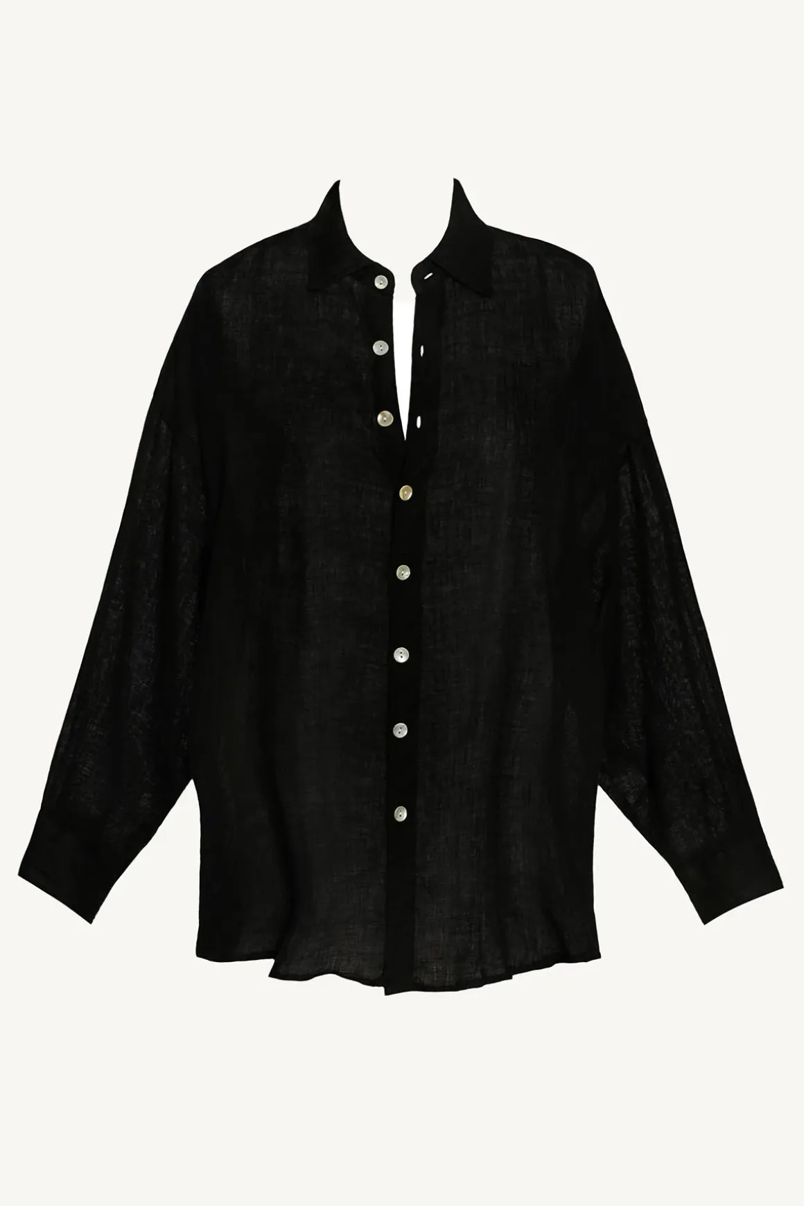 Vitamin A Playa Linen Boyfriend Shirt Black EcoLinen