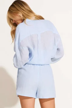 Vitamin A Playa Linen Boyfriend Shirt Celeste EcoLinen