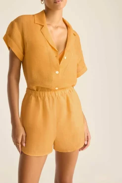 Vitamin A Playa Pocket Blouse Creamsicle EcoLinen