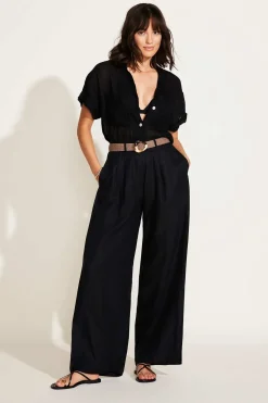 Vitamin A Playa Pocket Blouse Black EcoLinen