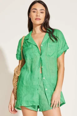 Vitamin A Playa Pocket Blouse Spearmint Green EcoLinen