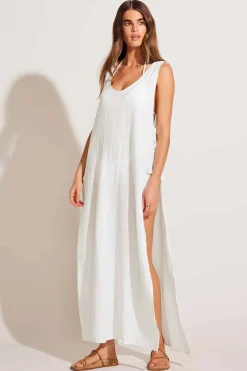 Vitamin A Riviera Dress White Crinkle Linen