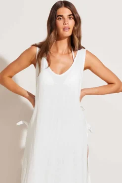 Vitamin A Riviera Dress White Crinkle Linen