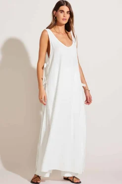 Vitamin A Riviera Dress White Crinkle Linen