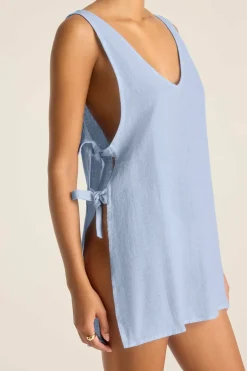 Vitamin A Riviera Mini Dress Celeste Crinkle Linen