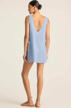 Vitamin A Riviera Mini Dress Celeste Crinkle Linen