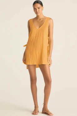 Vitamin A Riviera Mini Dress Creamsicle Crinkle Linen