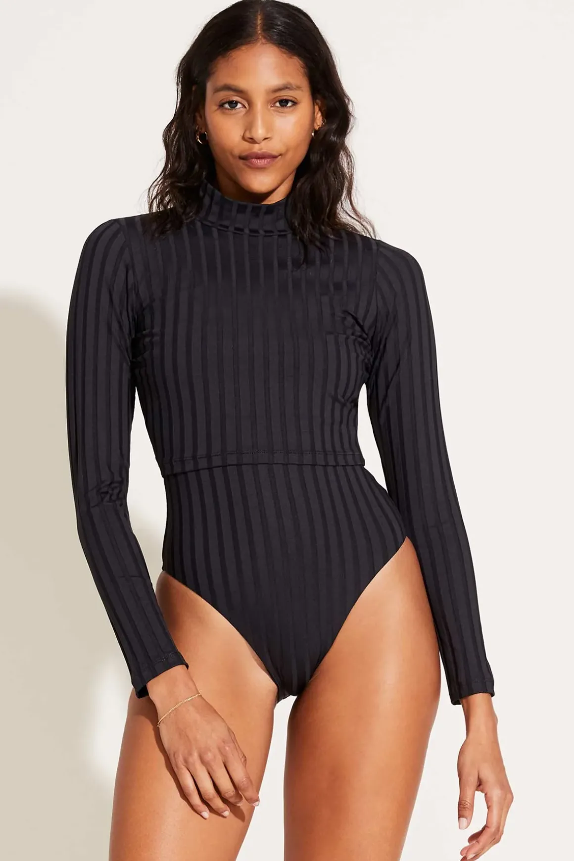 Vitamin A Rossi Long Sleeve Swim Tee Black SuperRib