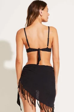Vitamin A Sirena Sarong Black Crinkle Linen