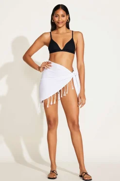 Vitamin A Sirena Sarong White Crinkle Linen