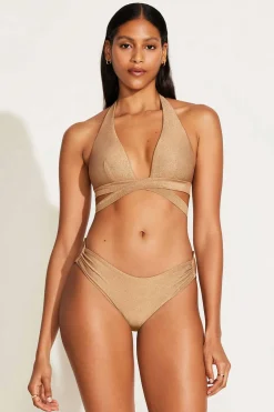 Vitamin A Sirena Wrap Top Golden Glow Metallic