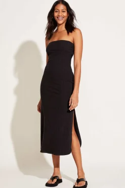 Vitamin A Strapless West Dress Black Organic Rib