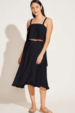 Vitamin A Tallows Blousy Crop Top Black EcoLinen