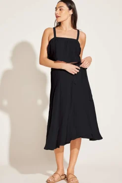 Vitamin A Tallows Blousy Crop Top Black EcoLinen