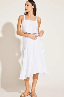 Vitamin A Tallows Blousy Crop Top White EcoLinen