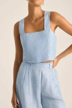 Vitamin A Tallows Crop Top Summer Stripe EcoLinen