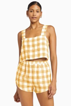 Vitamin A Tallows Linen Crop Top EcoLinen Honeycomb Gingham
