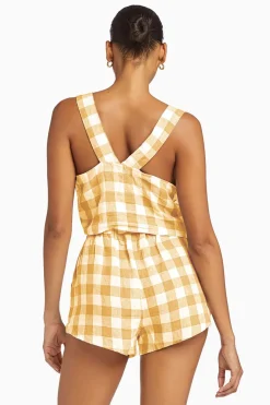 Vitamin A Tallows Linen Crop Top EcoLinen Honeycomb Gingham