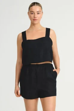 Vitamin A Tallows Linen Short Black EcoLinen