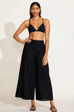 Vitamin A Tallows Linen Wide Leg Pant Black EcoLinen