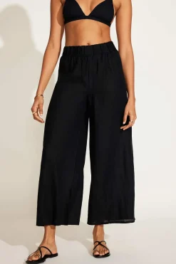 Vitamin A Tallows Linen Wide Leg Pant Black EcoLinen