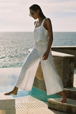 Vitamin A Tallows Linen Wide Leg Pant White EcoLinen