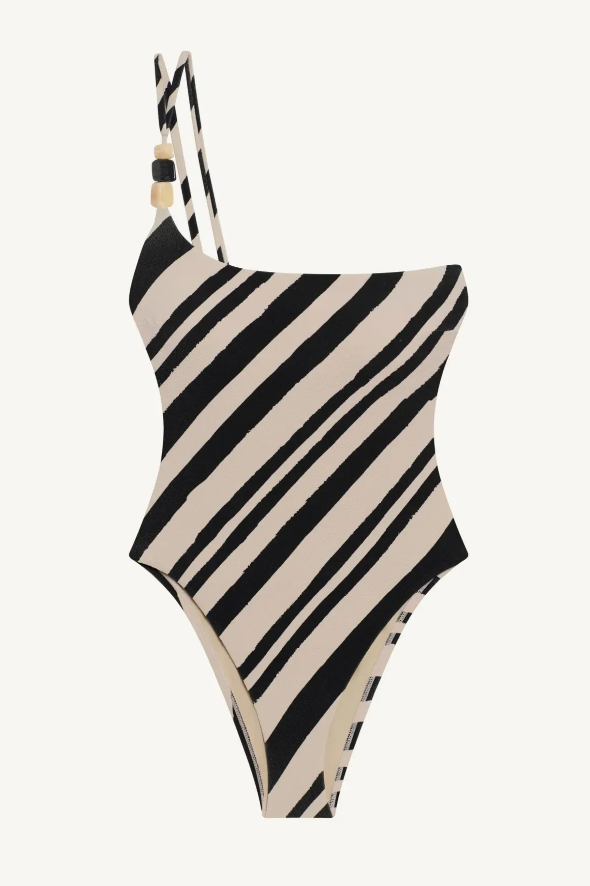 Vitamin A Terra Asymmetrical One Piece Sandbar Stripe Crepe Texture