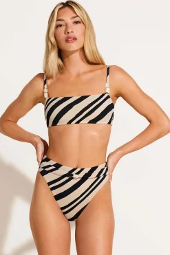 Vitamin A Terra Bralette Top Sandbar Stripe Crepe Texture
