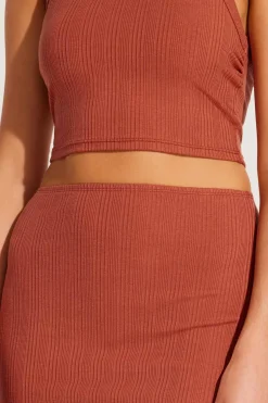 Vitamin A Thalia Crop Top Terracotta Organic Rib