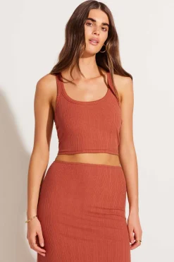 Vitamin A Thalia Crop Top Terracotta Organic Rib