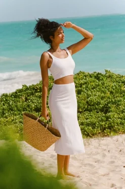 Vitamin A Thalia Skirt White Organic Rib