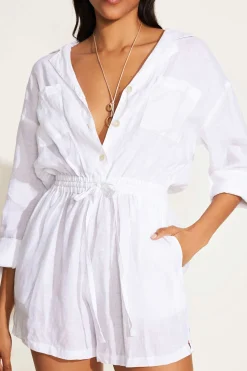 Vitamin A The Getaway Romper White EcoLinen