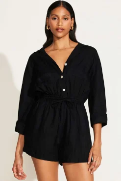Vitamin A The Getaway Romper Black EcoLinen