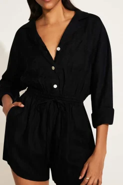 Vitamin A The Getaway Romper Black EcoLinen