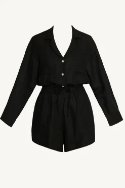 Vitamin A The Getaway Romper Black EcoLinen